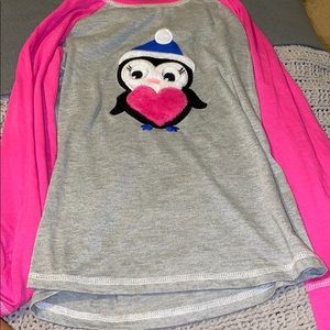 Penguin long sleeve pj top size 10/12 girls